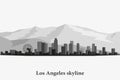 Los Angeles city skyline vector silhouette. Black and white cityscape. Royalty Free Stock Photo