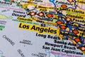 Los Angeles city on Usa travel map. Royalty Free Stock Photo