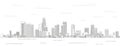 Los Angeles cityscape line art style vector poster illustration. Travel background