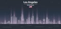 Los Angeles cityscape at night line art style vector poster illustration. Travel background