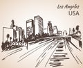 Los Angeles cityscape sketch. Royalty Free Stock Photo