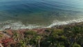 The Los Angeles coast in the evening. Aerial view with palms.