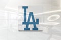 Los angeles dodgers on glossy office wall realistic texture