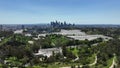 Los Angeles Downtown from Elysian Park Dodgers Stadium Aerial Shot Back in California USA