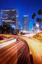 Los Angeles downtown at night Royalty Free Stock Photo