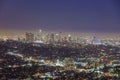 Los Angeles downtown night scene Royalty Free Stock Photo