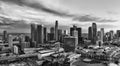 Los Angeles downtown skyline, panoramic landscape. Los angels city, downtown top aerial view with drone.