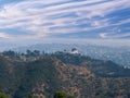 Los Angeles downtown Sunset Cityscape with Griffin Observatory Royalty Free Stock Photo