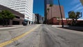 Los Angeles Downtown Wilshire Blvd Eastbound 02 Front View at Lucas Ave Driving Plate California USA Ultra Wide