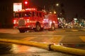 Los Angeles Fire engine with hose spraying water