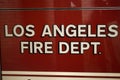Los Angeles Fire Department sign on side of fire engine