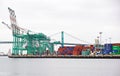 LOs Angeles Harbor Cranes and Containers Royalty Free Stock Photo