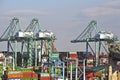 Los Angeles Harbor Shipyard Cranes and Containers Royalty Free Stock Photo