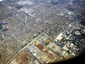 A Los Angeles Highway from Airplane Window Royalty Free Stock Photo