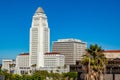 Los Angeles historic city hall under blue sky Royalty Free Stock Photo