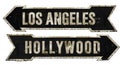 Los Angeles Hollywood Street Sign Grunge Arrow Metal Retro Vintage