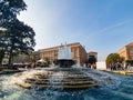 Afternoon sunny view of the Patsy and Forrest Shumway Fountain of USC