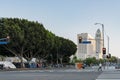 City hall and homeless tent on the road