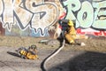 Los Angeles Junk Yard Fire 2016 Firemen With Hose