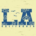 Los Angeles. LA. California. Graphics for vintage apparel print. Vector illustration. Royalty Free Stock Photo