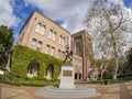 Exterior view of the beautiful Tommy Trojan and Bovard Aministration building in USC Royalty Free Stock Photo