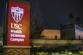 Night view of the USC Health Sciences Campus sign Royalty Free Stock Photo