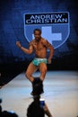 Los Angeles - March 12: A male model walks the runway at the Andrew Christian Fall Winter 2013 fashion show