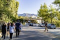 Peopl walking towards to the NASA JPL