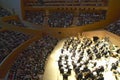 The Los Angeles Philharmonic orchestra performing at the new Disney Concert Hall, designed by Frank Gehry