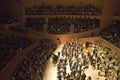 The Los Angeles Philharmonic orchestra performing at the new Disney Concert Hall, designed by Frank Gehry