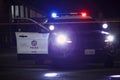 LAPD squad car shuts down Sunset Boulevard in West Hollywood