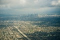 Los angeles, september, 2019 Panoramic aerial view of LA, from the inside of a Skyup flight