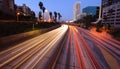 Los Angeles skyline and freeway Royalty Free Stock Photo