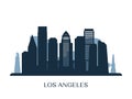 Los Angeles skyline, monochrome silhouette. Royalty Free Stock Photo