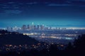 Los Angeles skyline at night, California, United States of America, Los Angeles at night, AI Generated Royalty Free Stock Photo