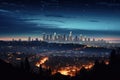 Los Angeles skyline at night, California, United States of America, Los Angeles at night, AI Generated Royalty Free Stock Photo