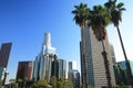 Los Angeles skyline and palm trees