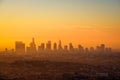 Los Angeles skyline viewed from Griffith observatory at sunrise Royalty Free Stock Photo