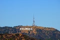 The Hollywood sign on the hills behind the city