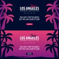 Los Angeles Surfing graphic with palms. Surf club Vector banner.