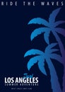 Los Angeles Surfing graphic with palms. T-shirt design and print.