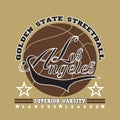 Los Angeles t-shirt, basketball graphic, sport emblem design