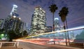 Los Angeles traffic and city skyline Royalty Free Stock Photo