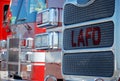 Close up of Los Angeles Fire Department trucks front end parts, California Royalty Free Stock Photo