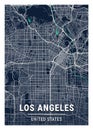 Los Angeles - United States Blue Dark City Map