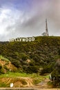 Los Angeles United States January 15, 2023: Beautiful vertical photo of the Hollywood sign on the top of the Los Angeles mountain