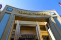 LOS ANGELES, USA - JULY 05, 2018, Dolby Digital Theater in clear sunny weather, place where Oscar is awarded, view from below, Royalty Free Stock Photo