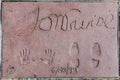 handprints in Hollywood Boulevard in the concrete of Chinese Theatre's forecourt