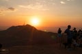 View of people watching the sunset from Griffith Park in Los Angeles