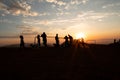 LOS ANGELES, USA - JUNE 28, 2016: View of people watching the sunset from Griffith Park in Los Angeles